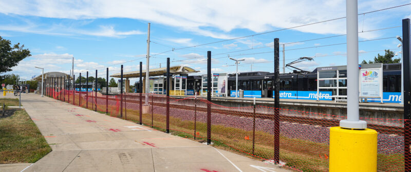 Train passing through Shiloh-Scott Station